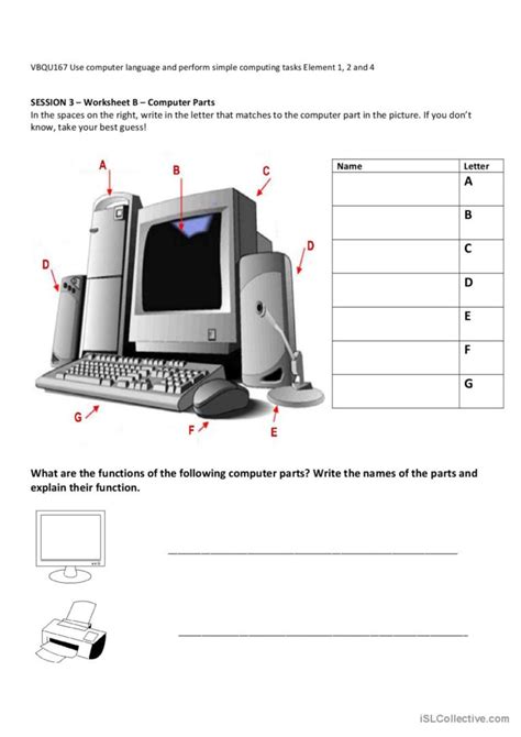 Toradh íomhá ar How to Use Computer Worksheet