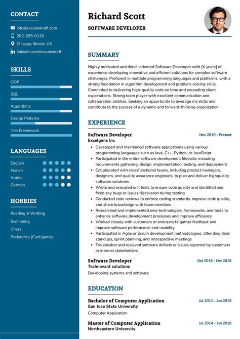 Software Developer CV Template に対する画像結果