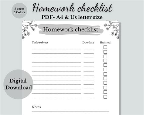 Image result for Homework Sign Checklist
