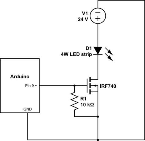 Arduino MOS FET LED Schematic に対する画像結果