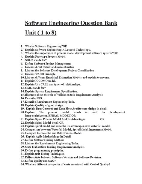Image result for Software Engineering Question Bank
