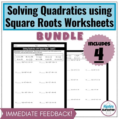 Toradh íomhá ar Square Root Worksheet Hard