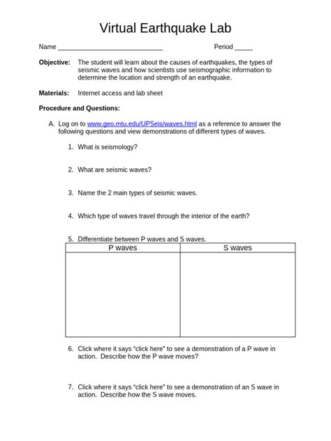 Image result for Virtual Earthquake Lab Answer Key