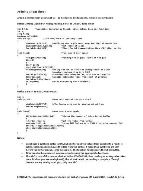 Image result for Arduino Cheaty Sheet