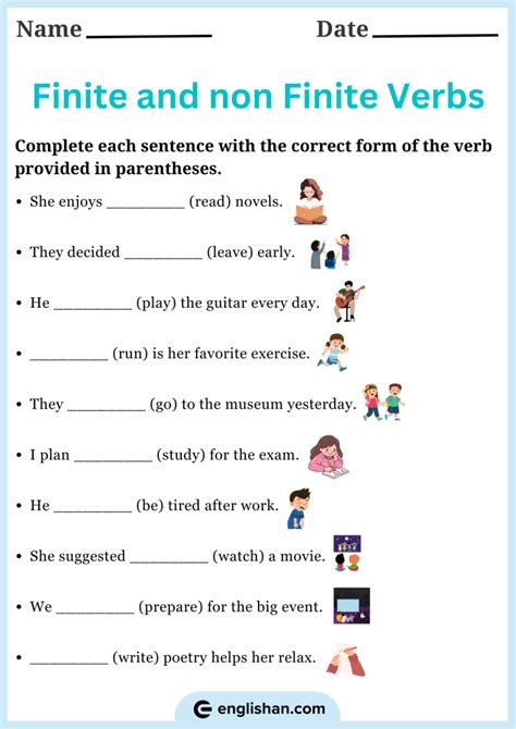 Finite and non Finite Verbs Worksheets with Answers