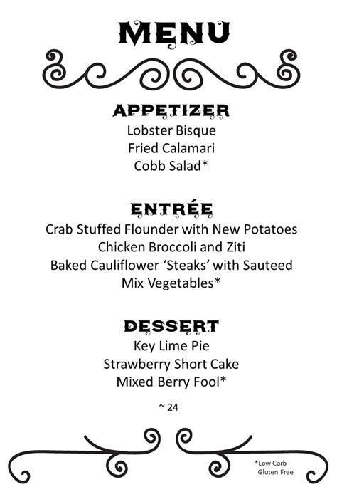 Image result for Vale Hotel 3 Course Menu