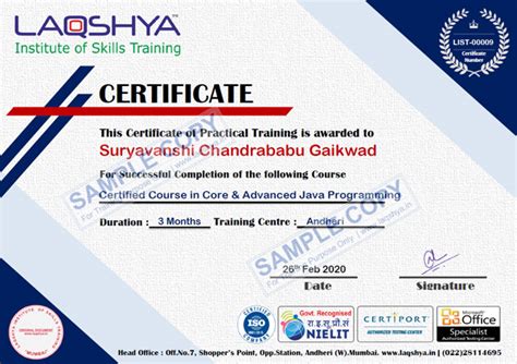 Toradh íomhá ar Java Course Certificate India