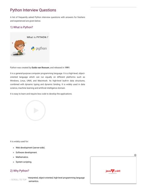 Javatpoint Python Interview Questions に対する画像結果