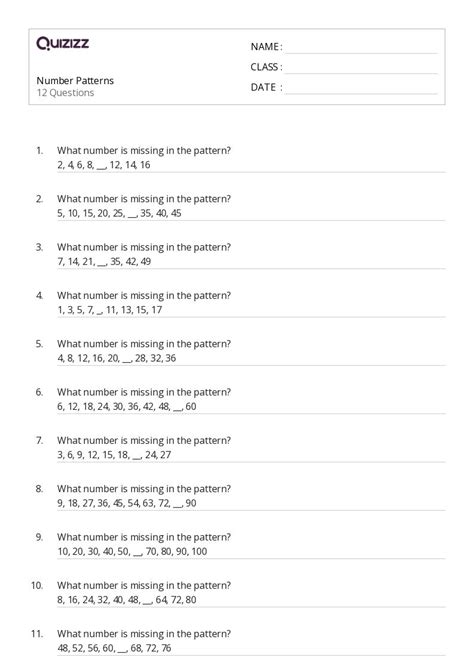 4th Grade Pattern Worksheets Free に対する画像結果