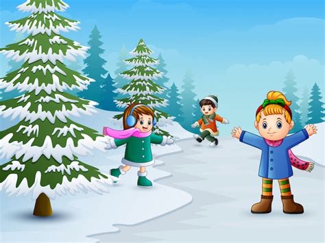 Image result for Winter Kids Playing Background