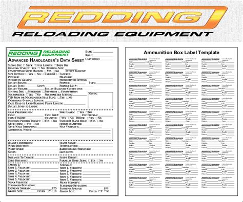Toradh íomhá ar Printable Reloading Log Sheets