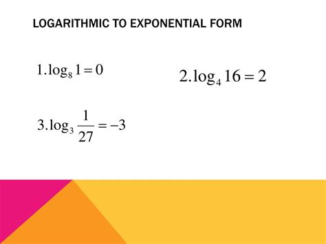 Image result for Logarithmic to Exponential Form