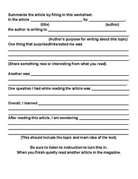 Image result for Magazine Article Analysis Worksheet