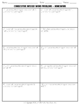 Toradh íomhá ar Consecutive Integers Practice Problems