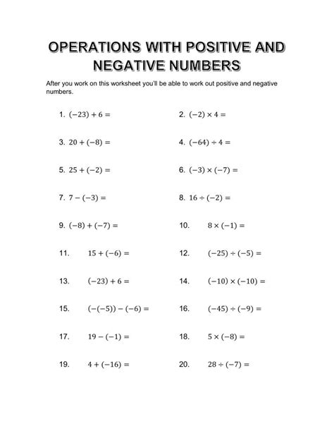 Image result for Solving Equations with Negative Numbers Worksheet