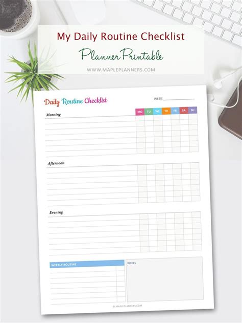 Image result for Free Editable Printable Daily Routine Checklist
