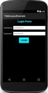 Toradh íomhá ar Android Table Layout