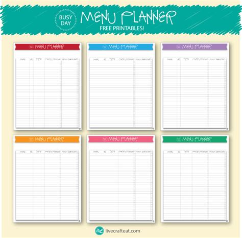 Image result for Printable Menu Planner Template