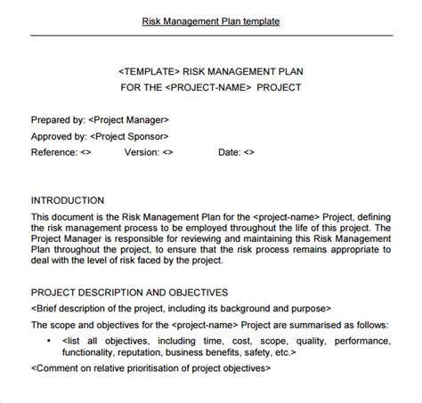 Image result for Risk Management Program Template PDF