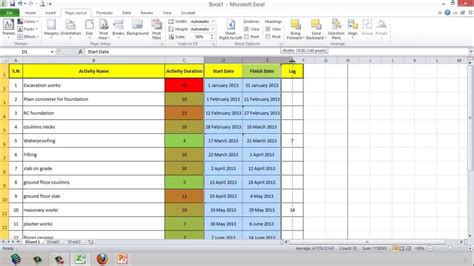Image result for Activity Table Design Excel