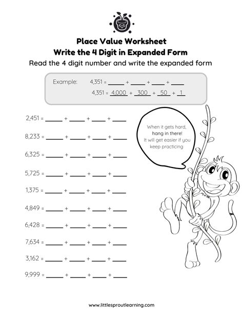 Toradh íomhá ar Expanded Form Addition 4 Digit