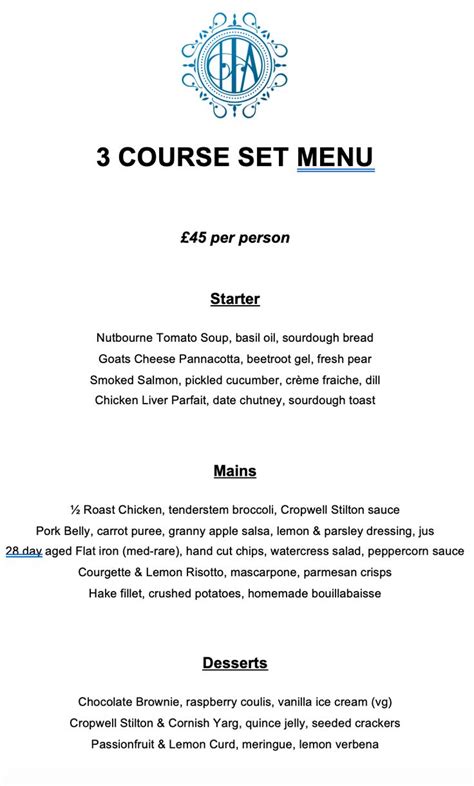 Image result for 3 Course Menu for Beef