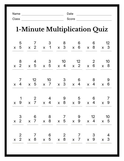 Image result for Minute Math Multiplication Worksheets