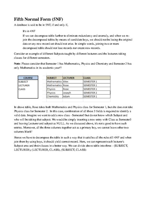 Image result for Fifth Normal Form