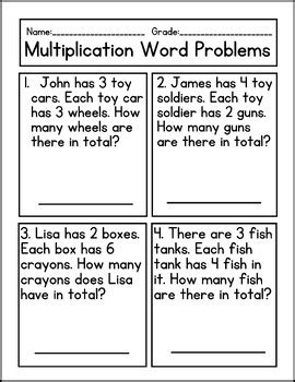Toradh íomhá ar Multiplication Word Problem for Grade 1