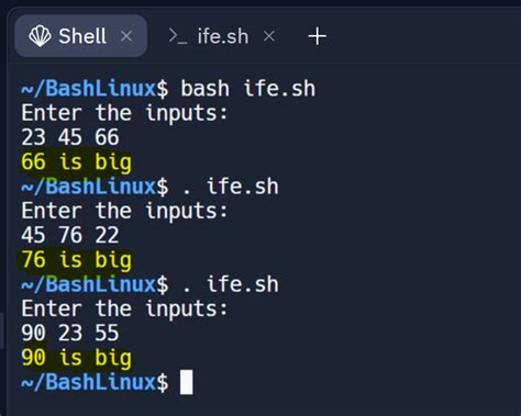 Toradh íomhá ar Elif in Shell Scripting