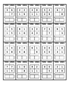 Image result for Place Value 2-Digit Addition Template