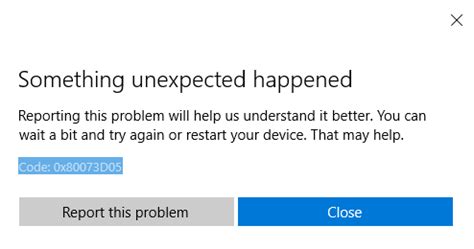 Image result for Code 0X80073d05