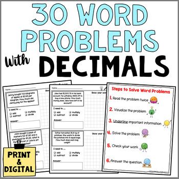 Afbeeldingsresultaten voor Decimal Single Step Word Problems
