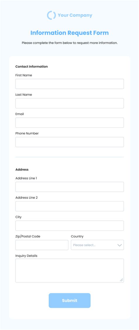 Image result for Example Web Information Request Form