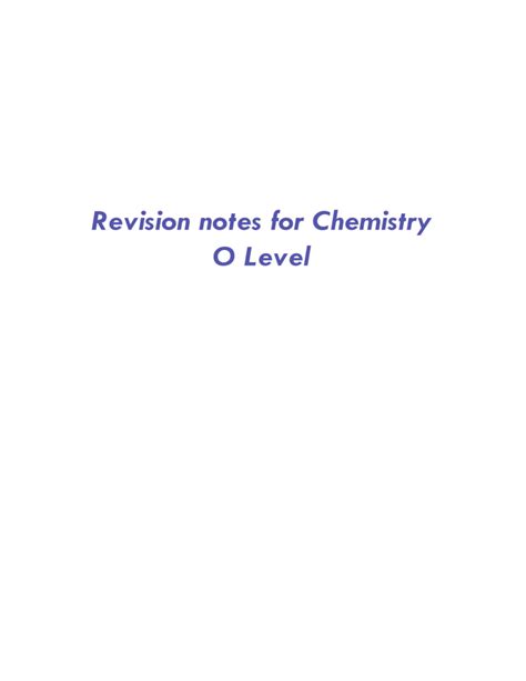 Afbeeldingsresultaten voor Chemistry O Levels Overview Notes