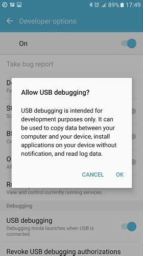 Image result for Samsung S7 USB Debugging