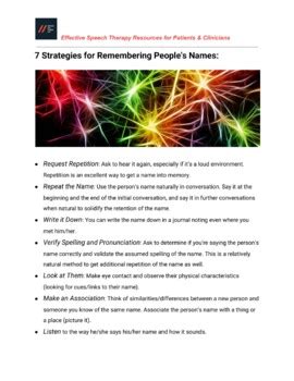 Memory Task with People Names に対する画像結果