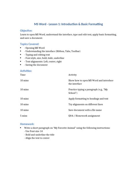 Image result for Introduction to Microsoft Word Lesson Plan