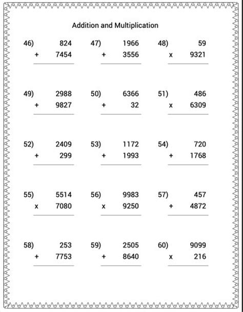 Image result for Addition and Multiplication Worksheets