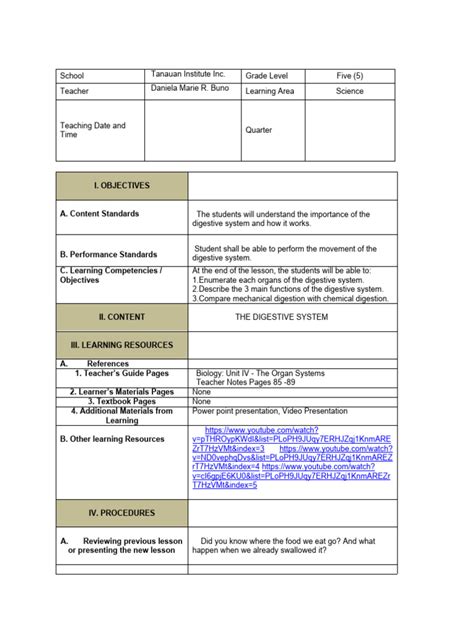 Image result for Human Digestive System Lesson Plan