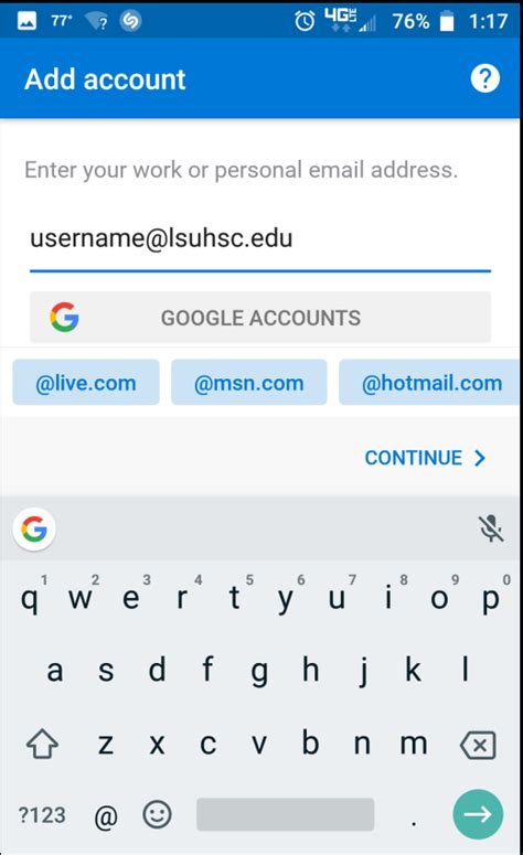 Afbeeldingsresultaten voor Setup Outlook App Android