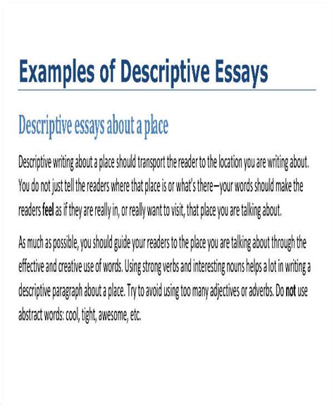 Descriptive Writing Template