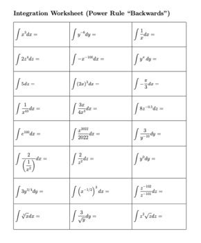 General Power Rule for Integration Worksheet に対する画像結果