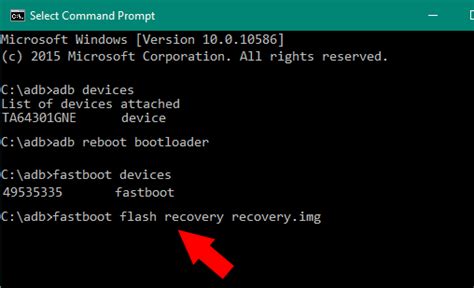 Fastboot TWRP Flash Cmd に対する画像結果