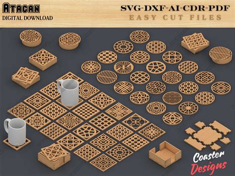 Image result for Glowforge Patterns Free for Coasters