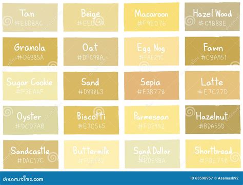 Tan Tone Color Shade Background With Code And Name Cartoon Vector ...