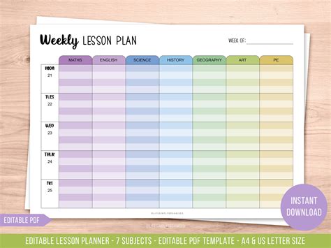 Image result for Weekly Planner Lesson Plan Template