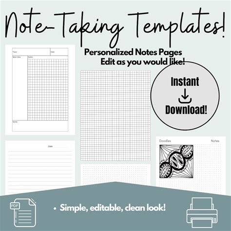 Note-taking Templates - EDITABLE - Note Taking Journal, Cornell Notes ...