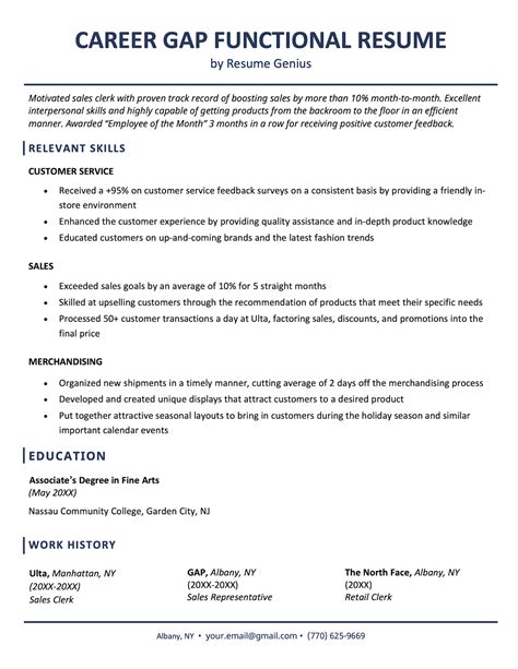 Image result for Functional Resume Format Examples
