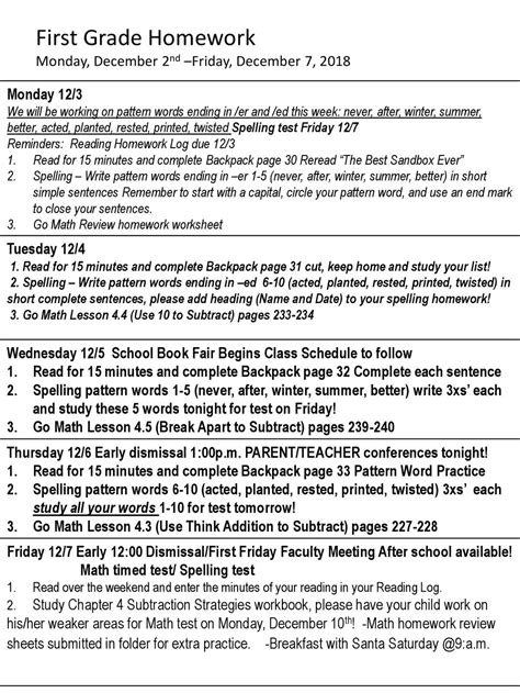 Toradh íomhá ar Week 1 First Grade Homework